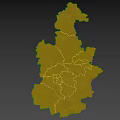 Detailed Satellite Map of Regional Geographic Outline With Land Use Features