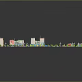 Cartoon City Scene With Colorful Buildings Streets And Green Areas Layout