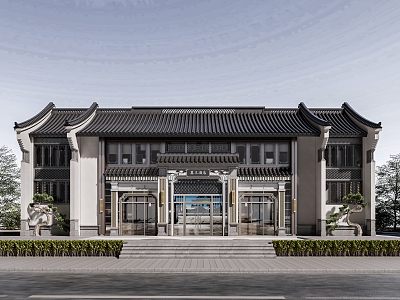 New Chinese Hotel Building City Wall 3d model