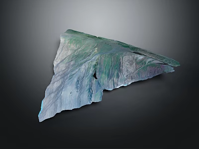 Natural Rugged Terrain Featuring Mountain Peaks Valleys Green Vegetation And Water Bodies 3d model