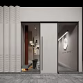 Modern Café Interior With Open Space White Counter Black Rattan Chairs And Wall Art