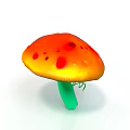 Vibrant Plant Mushroom Featuring Orange Cap Red Spots Green Stem and Small Green Tendrils