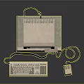 Classic Vintage Computer Setup Featuring Monitor Tower Keyboard And Mouse