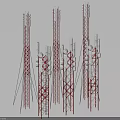 Multiple Red And White Telecommunication Towers With Antennas And Structural Frames Industrial Communication Equipment