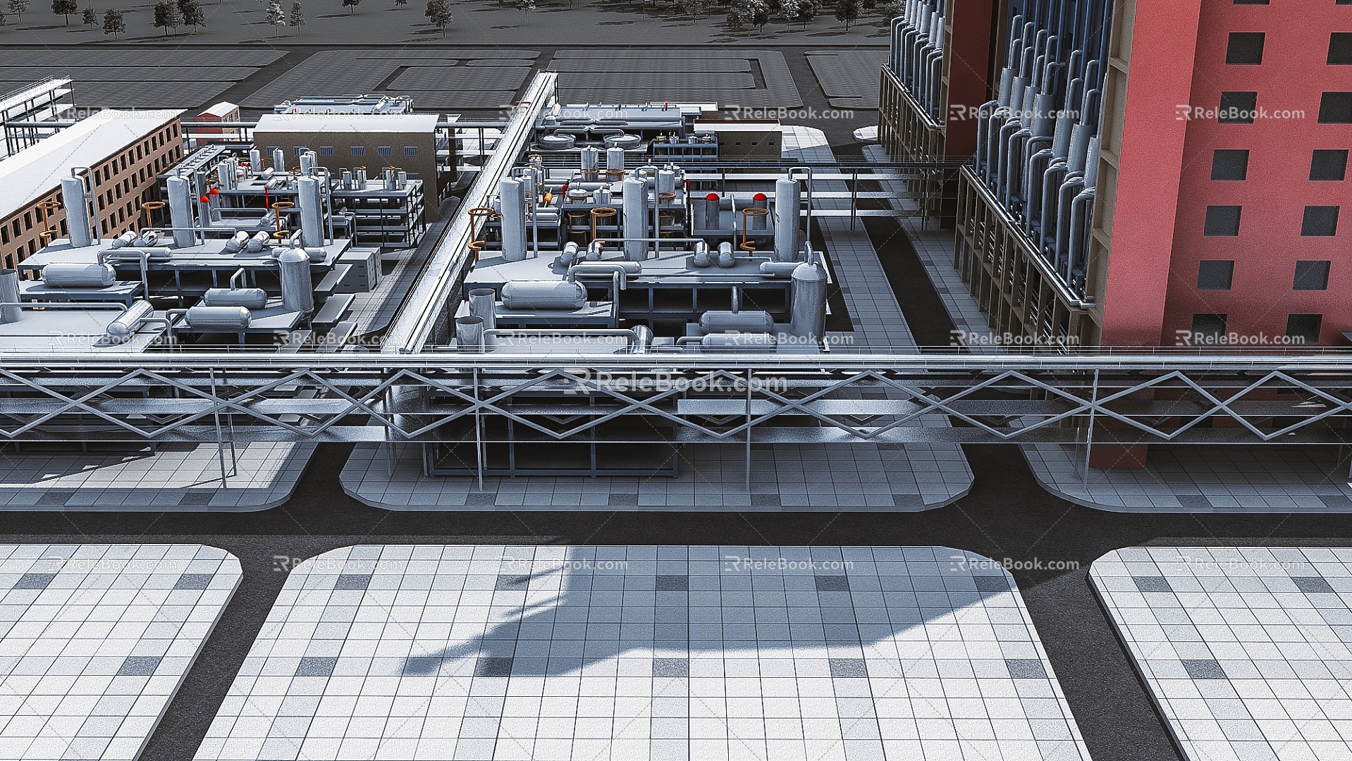 High-altitude operation of modern plant construction 3d model