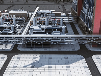 High-altitude operation of modern plant construction 3d model