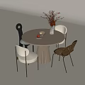 Modern cream style dining table and chair combination 3d model