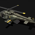 Military Camouflage Helicopter With Yellow Rotor Tips Open Door And Weapons
