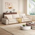 Modern Three-Seat Sofa Coffee Table Combination Tofu Block Sofa Leather Sofa Living Room Sofa 3d model