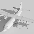 White Propeller Passenger Plane With Four Engines Parked On Tarmac Surface 3d model