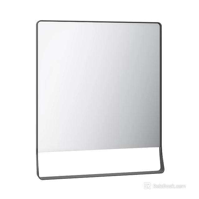 Modern Rectangular Wall Mounted Mirror With Black Frame For Home Decor 3d model 