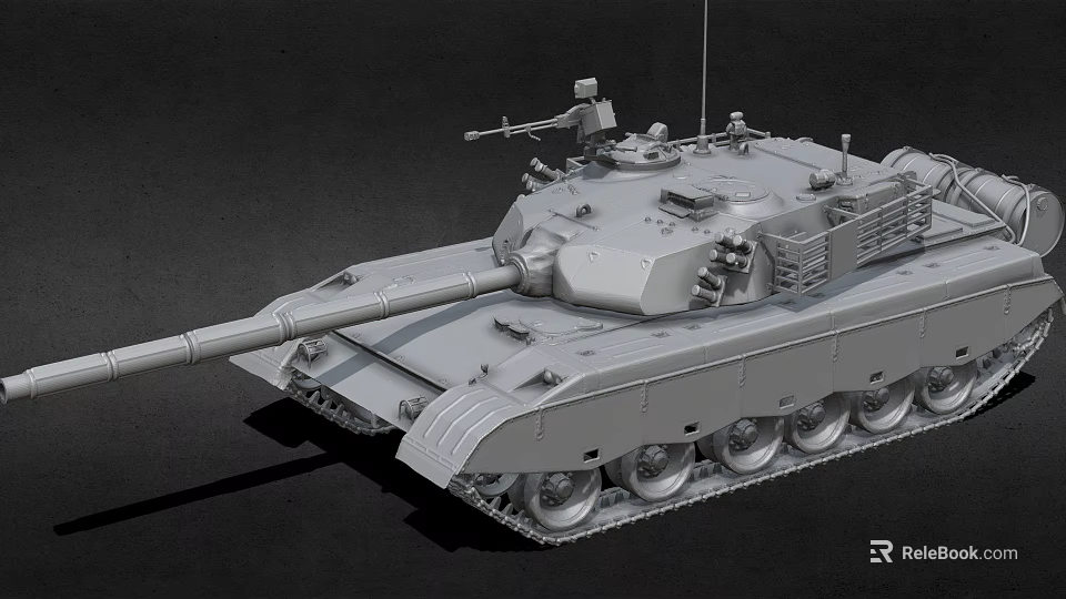 Military Main Battle Tank Model With Gun Barrel Tracks And Turret Details 3d model 