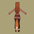3D Model Character With Cat Ears Wearing Pink Top And Dark Pants 3d model