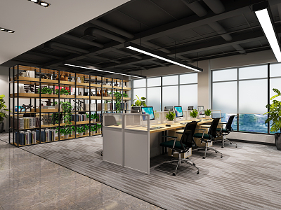 Industrial LOFT Public Office Area Open Office Area 3d model