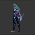 Man With Blue Hair In Fantasy Costume And Detailed 3D Character Design