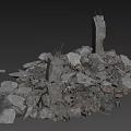 Ruin Stone Pile Collapse Building Collapse Building Ruin Wreckage Earthquake Building Destroyed Building 3d model