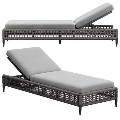 Outdoor Modern Lounge Chair With Woven Design Gray Cushion And Metal Frame 3d model