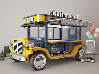 Modern fast food truck 3d model