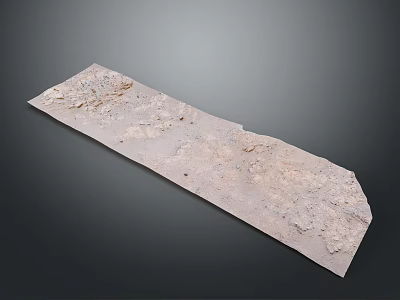 Long Rectangular Light Colored Decorative Stone Slab With Rough Surface 3d model