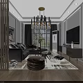 Modern Living Room Coffee Table With Gray Sofa Geometric Pillows And Area Rug
