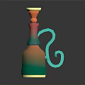 Colorful Decorative Bottle With Gradient Colors Curved Blue Handle And Yellow Red Top