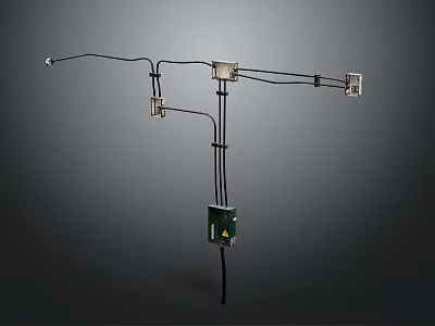 Industrial Metal Arm Device With Square Components And Green Control Box 3d model