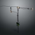 Industrial Metal Arm Device With Square Components And Green Control Box 3d model