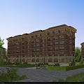Classical Multi storey Residential Building With Brick Facade And Landscaped Garden