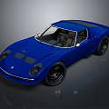 Blue Classic Sports Car With Sleek Body Design And Black Wheels