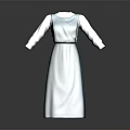 Turquoise Maxi Dress with White Long Sleeves Simple Style Waist Design
