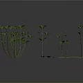 Green Plant 3D Models with Various Stems Leaves and Scattered Foliage