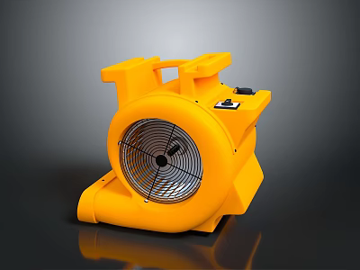 Portable Yellow Household Ventilator Fan With Handle And Switch For Home Use 3d model