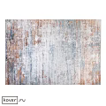 Square Rug With Distressed Blue Brown And White Abstract Textured Design