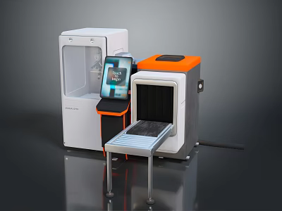 Building Construction 3D Printer With White Orange Design And Display Screen Tray Platform 3d model