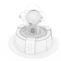 Futuristic Globe Device With Blue Orbital Lines And Metallic Base 3d model
