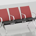 Red Public Chairs With Metal Frames Arranged In Spacious Space 3d model