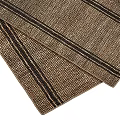 Brown Square Rug Featuring Black Stripes And Woven Texture Design