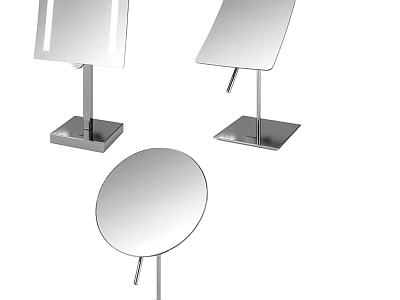 Varied Shaped Tabletop Mirrors with Chrome Metal Bases for Vanity Use 3d model