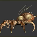 Detailed Brown Spider With Yellow Eyes And Spiky Legs On Gray Background
