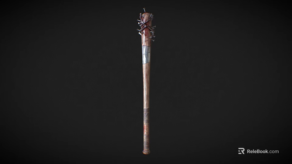 Traditional Decorative Staff with Intricate Top Ornament and Wooden Metal Design on Dark Background 3d model 
