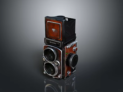 Vintage Twin Lens Reflex Camera with Classic Design and Metal Accents 3d model