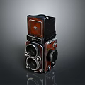 Vintage Twin Lens Reflex Camera with Classic Design and Metal Accents