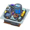 Advanced Industrial Equipment With Central Structure Blue Windows Control Panel And Mechanical Components