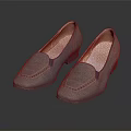 Elegant Light Gray Leather Loafers With Decorative Stitching And Flat Sole 3d model