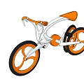 Modern Stylish Bicycle With White Frame Orange Wheels And Orange Seat