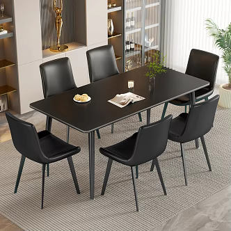 Modern Light Luxury Dining Table Minimalist Rock Plate Dining Table 3d model