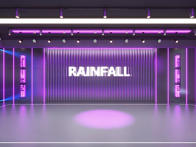 Rainfall Sports Fitness Stage Featuring Purple Neon Lighting And Modern Design 3d model