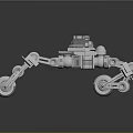 Futuristic Mechanical Vehicle With Multiple Wheels Robotic Arms And Cockpit In 3D Rendering