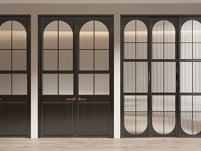 Modern Black Hinged Doors With Glass Panels For Interior Home Design 3d model