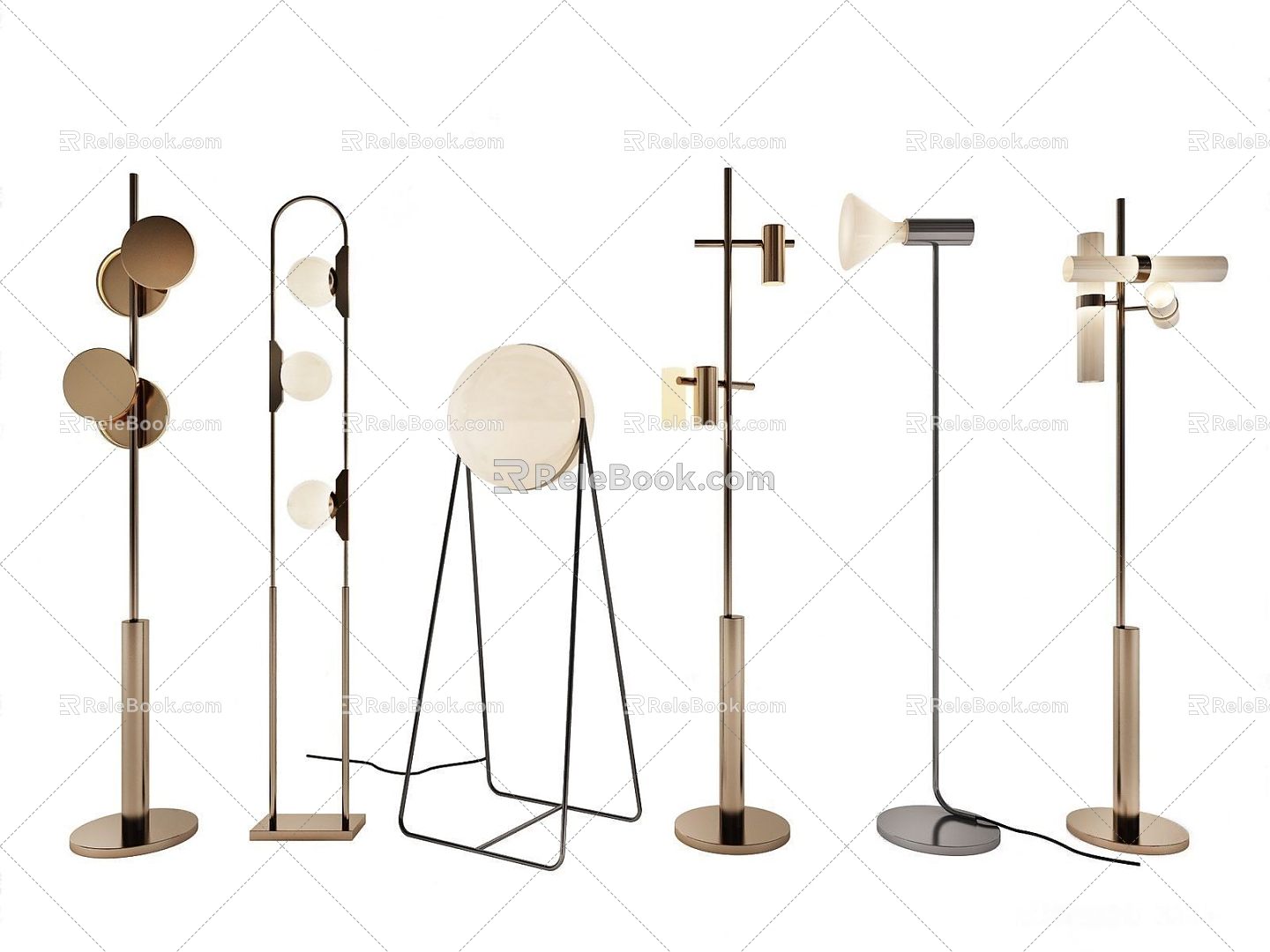 Modern floor lamp combination 3d model